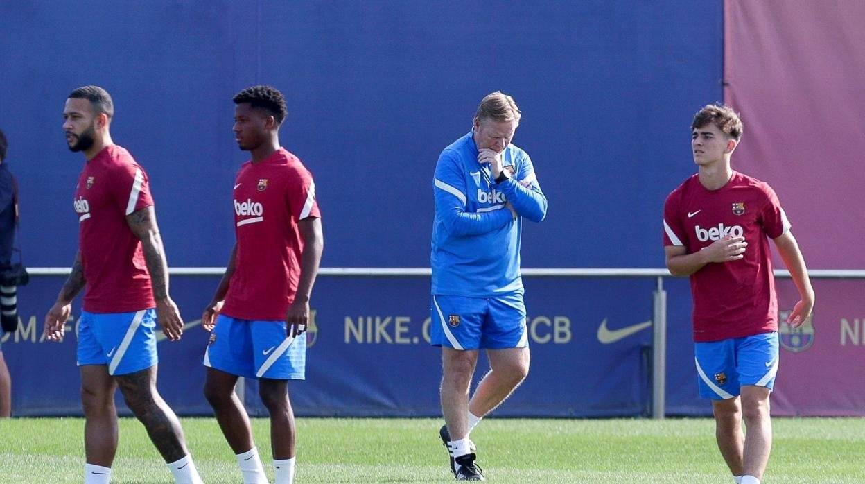 Ansu Fati durante el entrenamiento de este sábado