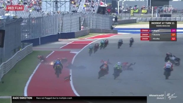 Milagro en Austin tras un brutal accidente múltiple en Moto3