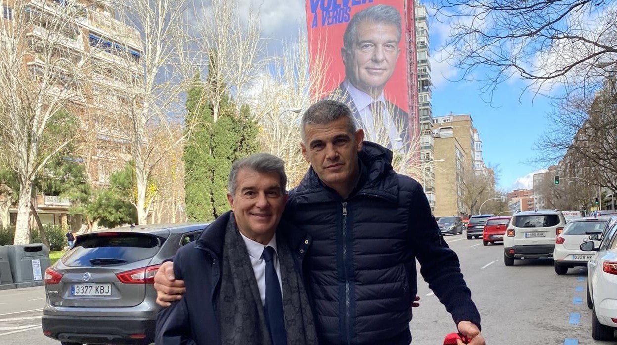 Joan Laporta y Enric Masip durante la campaña electoral