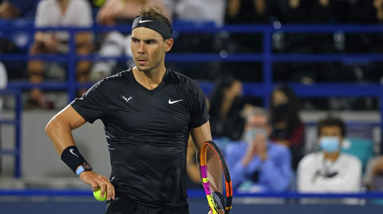 Rafael Nadal, durante el torneo de exhibición de Abu Dabi