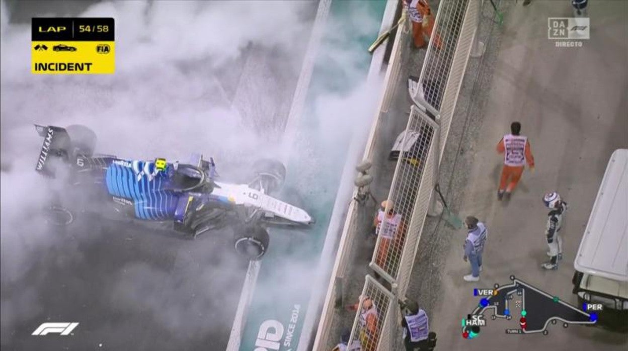 El Williams de Nicholas Latifi, tras el accidente en el GP de Abu Dabi