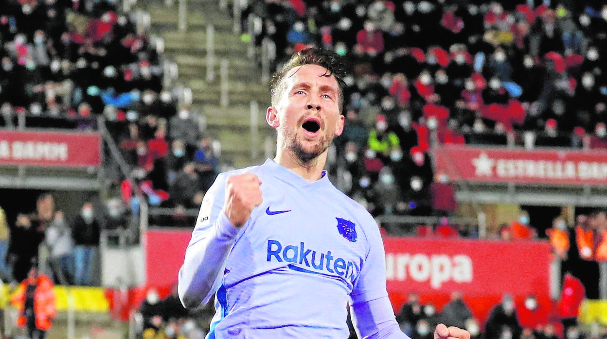 Luuk de Jong celebra su gol ante el Mallorca