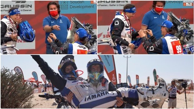 Los españoles Sara García y Javi Vega se comprometen en el podio del Dakar