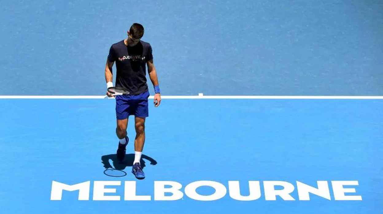 Djokovic, en un entrenamiento en Australia