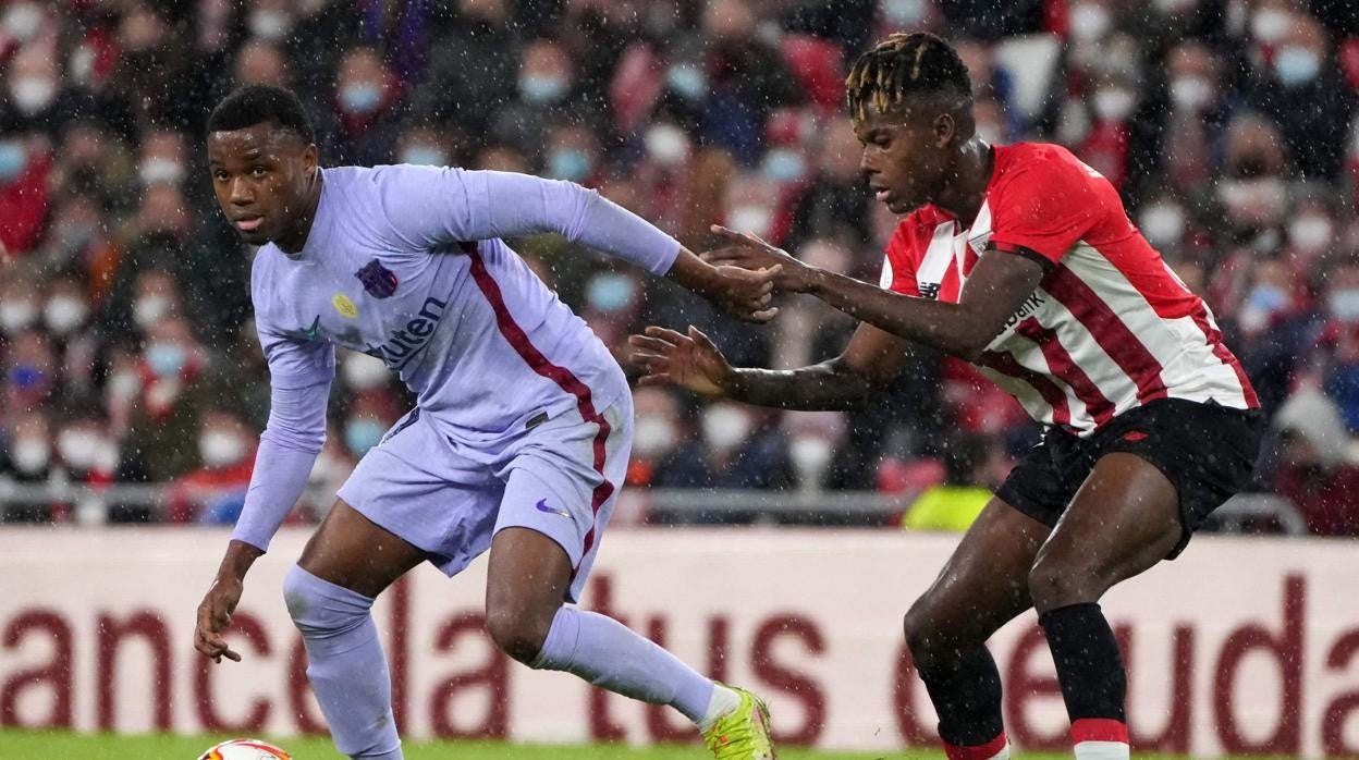 Ansu Fati, durante el partido de Copa ante el Athletic