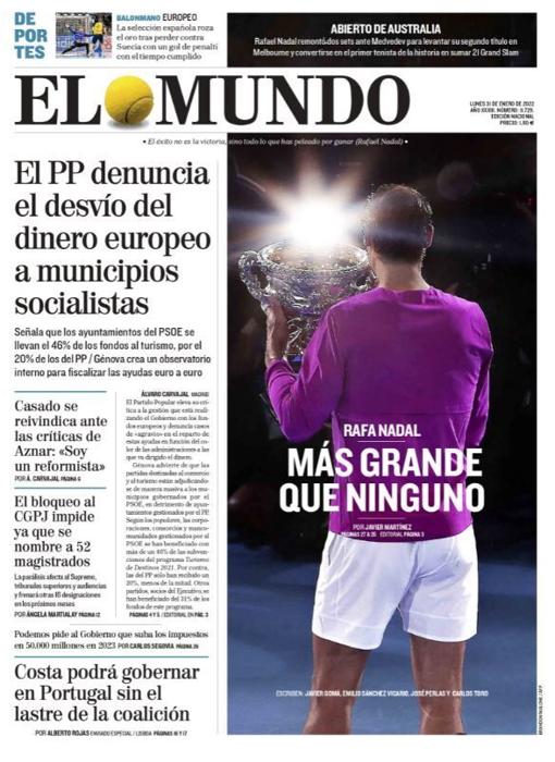 El marciano, héroe, Goat... Así se rinde la prensa nacional e internacional a Nadal