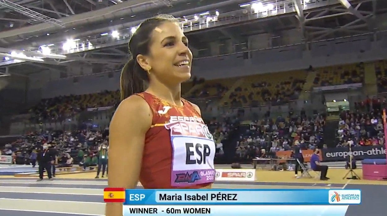 Maribel Pérez, sonriente tras la victoria conseguida en Glasgow