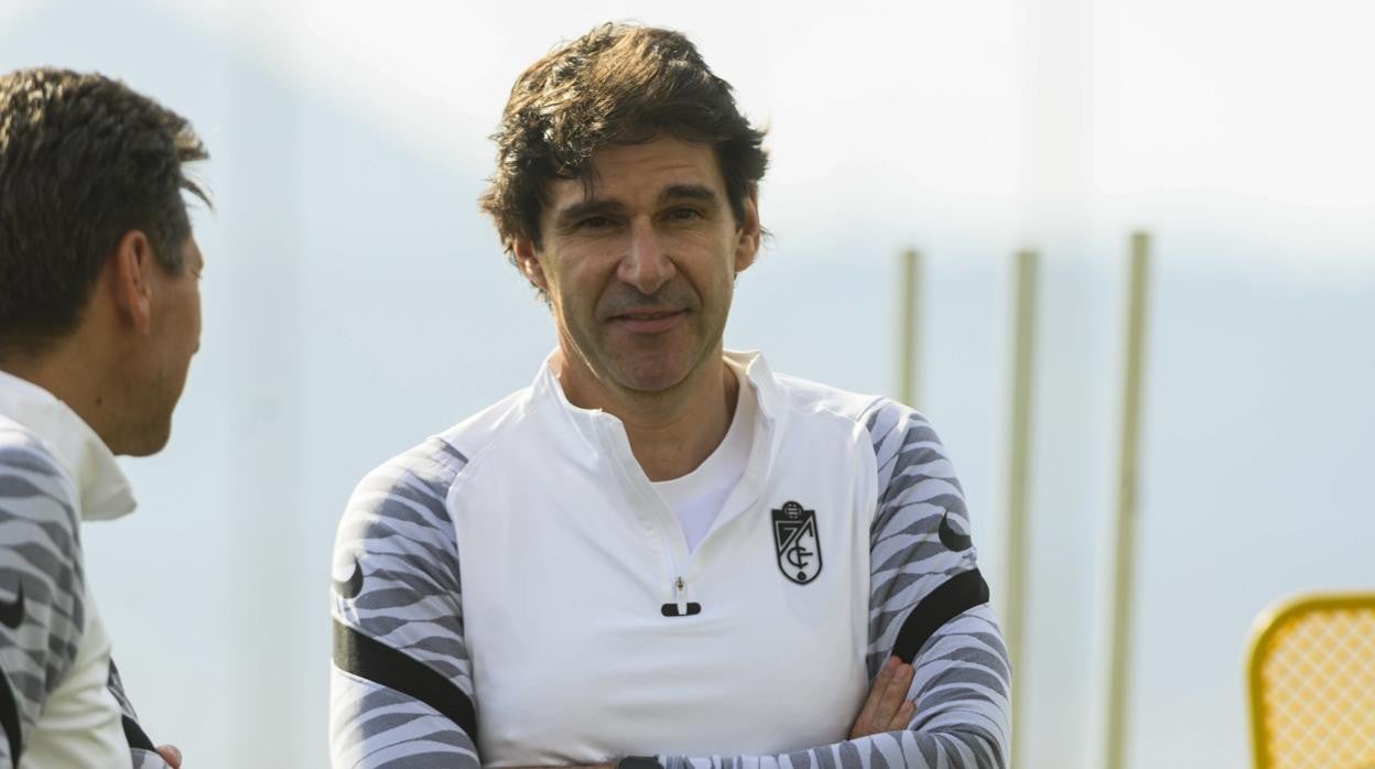 Aitor Karanka en su primera sesión como técnico del Granada