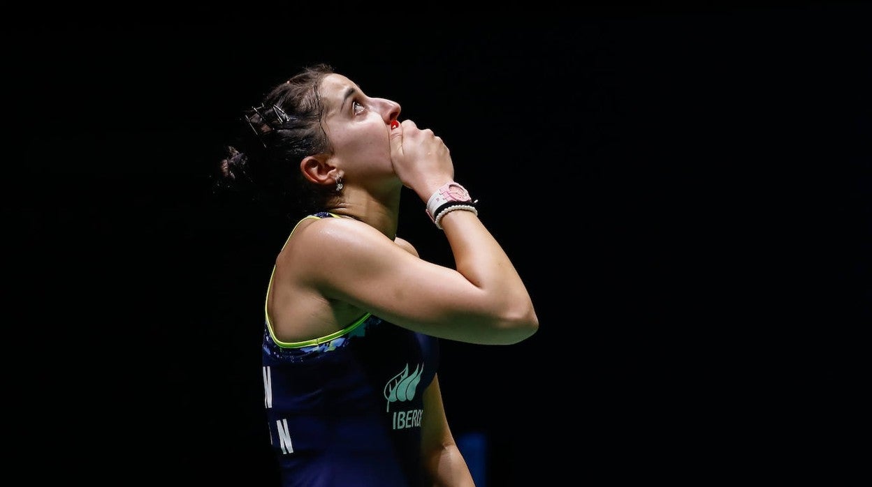 Carolina Marín, emocionada tras su triunfo ayer en el Europeo