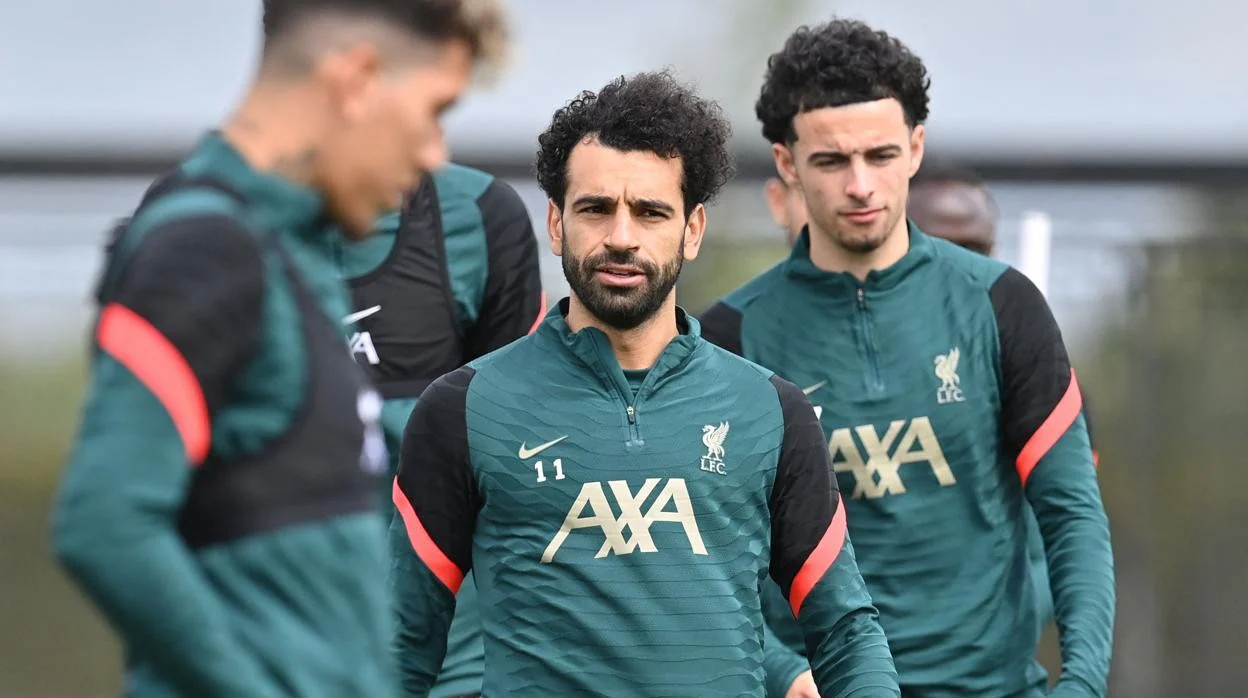 Salah, en el entrenamiento del Liverpool