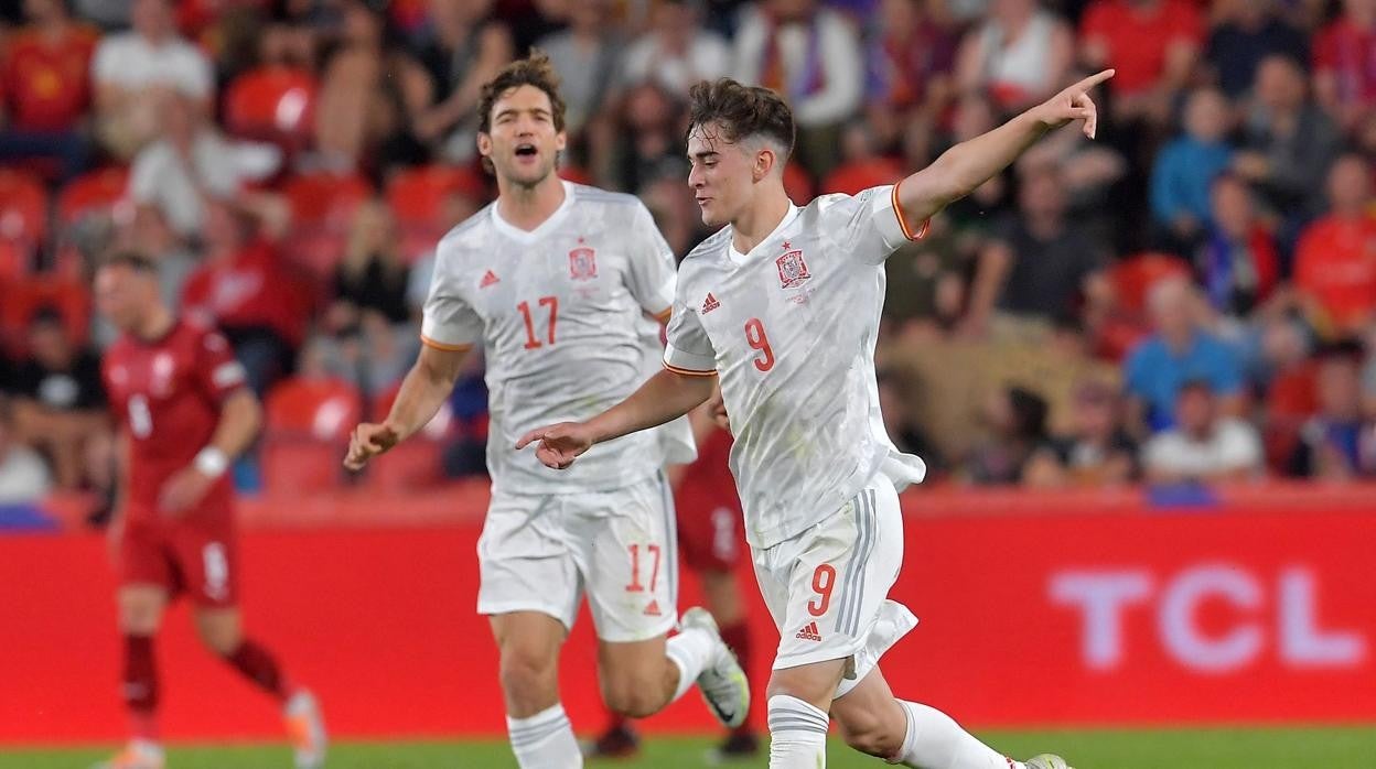 Gavi, durante el partido