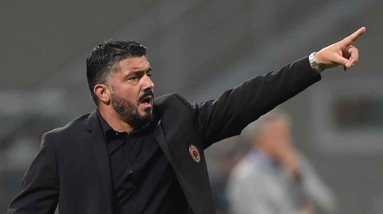 Gattuso en el banquillo del Milan