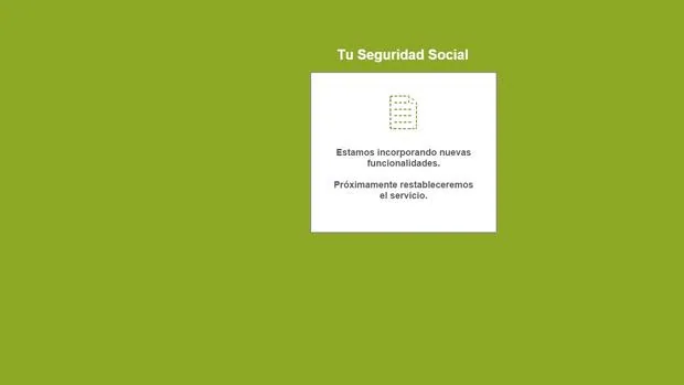 Pantallazo de la web «Tu Seguridad Social»