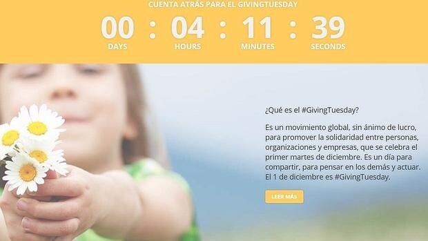 Captura de pantalla de la web de «Giving Tuesday» en España