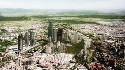 Fotomontaje del futuro Distrito Castellana Norte en la prolongación del Paseo de la Castellana en Madrid, proyecto que la alcaldesa de Madrid quiere revisar y para el que el PP estima inversiones de más de 6.000 millones