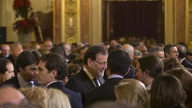 Los candidatos a la presidencia, Albert Rivera, Mariano Rajoy, Pedro Sánchez y Pablo Iglesias