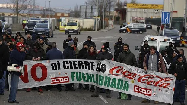 Manifestación de los trabajadores de Coca-Cola en 2014