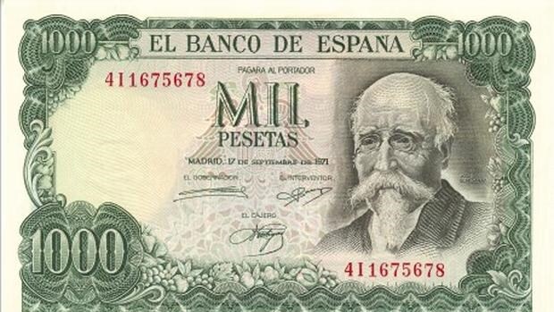 Imagen de un billete de mil pesetas