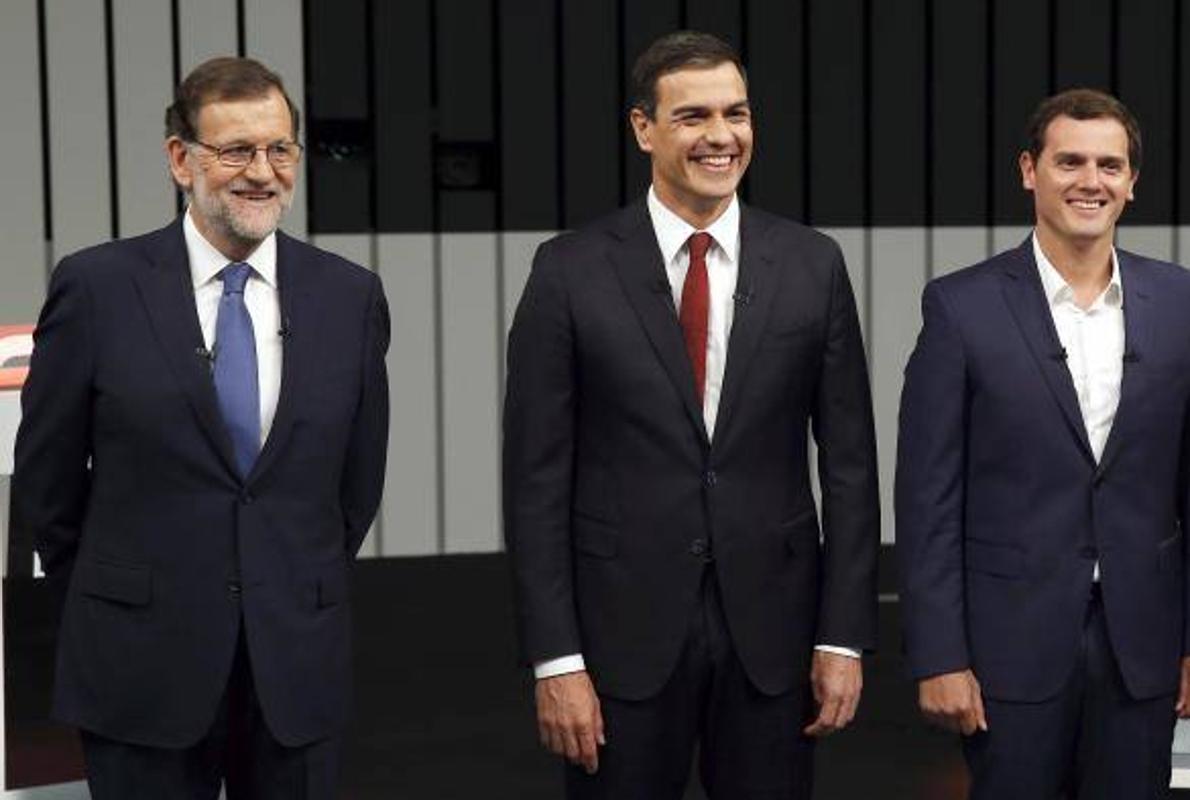 Los cuatro líderes de Partido Popular, Partido Socialista, Ciudadanos y Podemos, en el debate