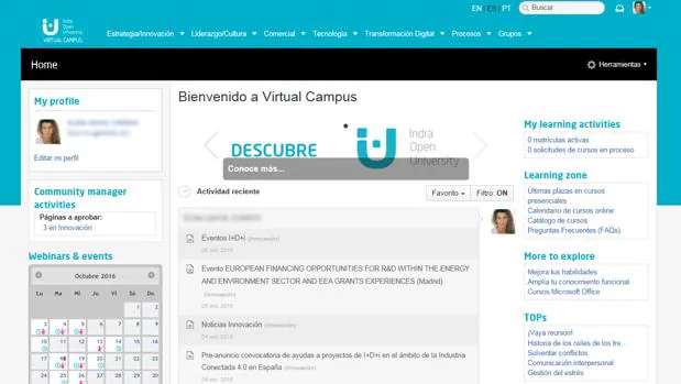 El nuevo campus virtual ofrece al empleado de Indra nuevas herramientas corporativas