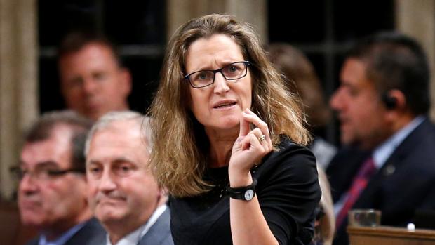 La ministra canadiense de Comercio, Chrystia Freeland