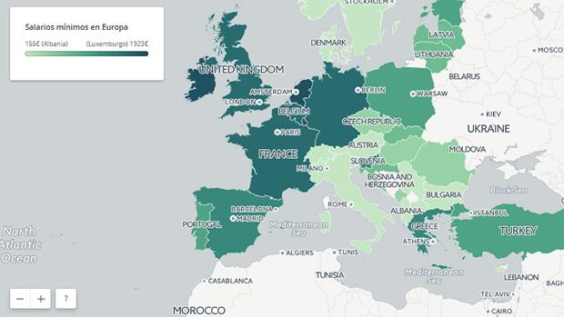 España se mantiene como el noveno país europeo por cuantía de salario mínimo