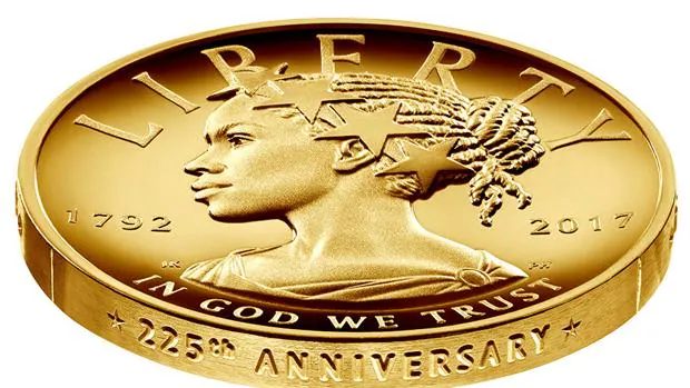 Imagen de la moneda, que conmemorará el 225 aniversario de la Casa de la Moneda estadounidense