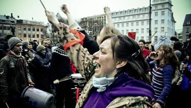 Imagen de archivo que muestra una protesta en Islandia