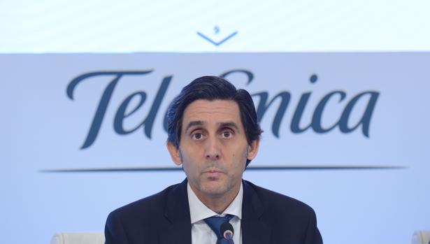 Álvarez-Pallete, presidente de Telefónica, durante la presentación de las cuentas anuales