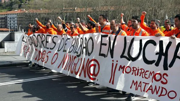 Manifestación de estibadores del puerto de Bilbao