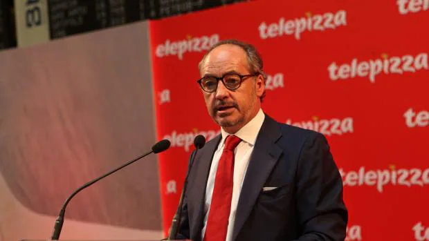 El presidente de Telepizza, Pablo Juantegui, durante la salida a Bolsa de la compañía