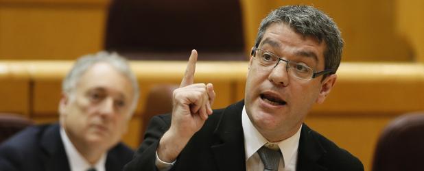 El ministro Álvaro Nadal, esta tarde durante su comparecencia en el Senado