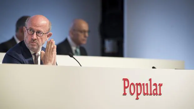 Emilio Saracho, presidente del Banco Popular, en la junta de accionistas de 2017
