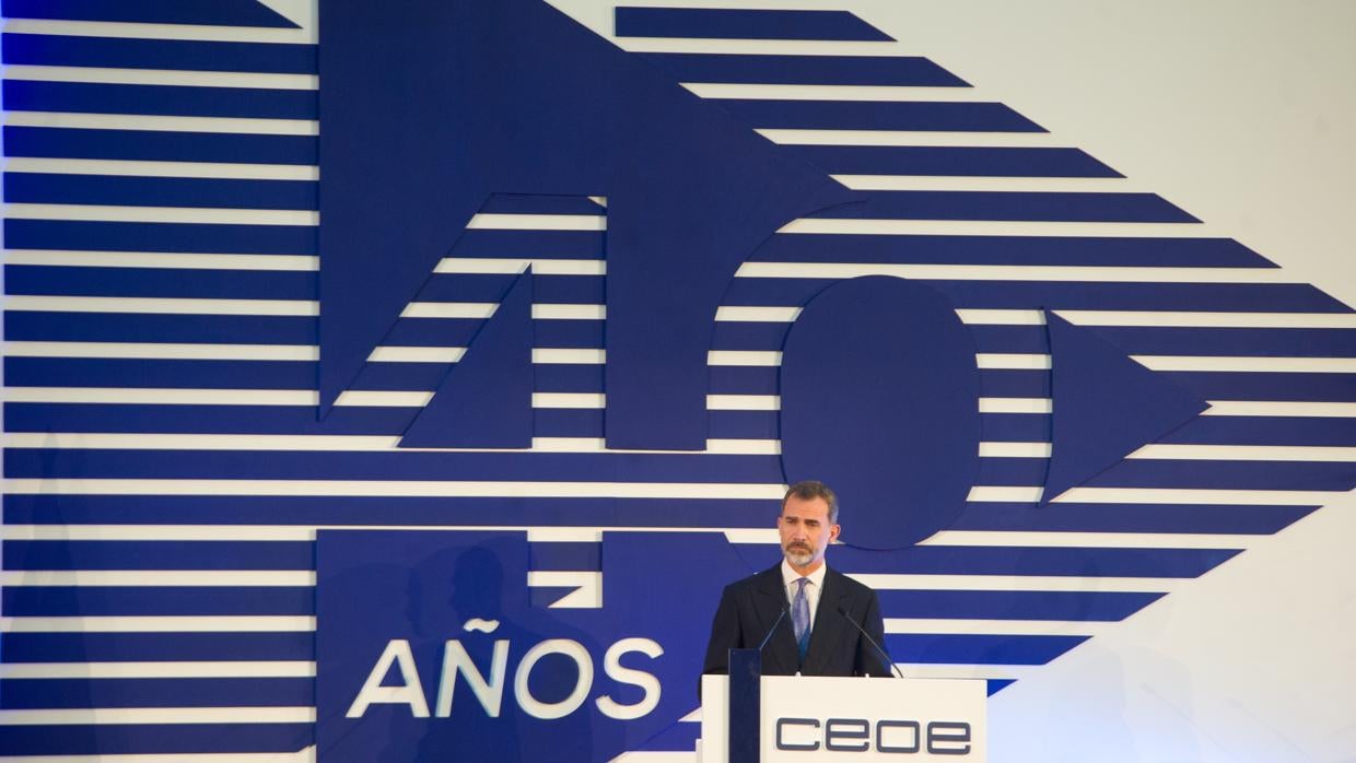 El Rey Felipe VI durante la celebración del 40 aniversario de CEOE