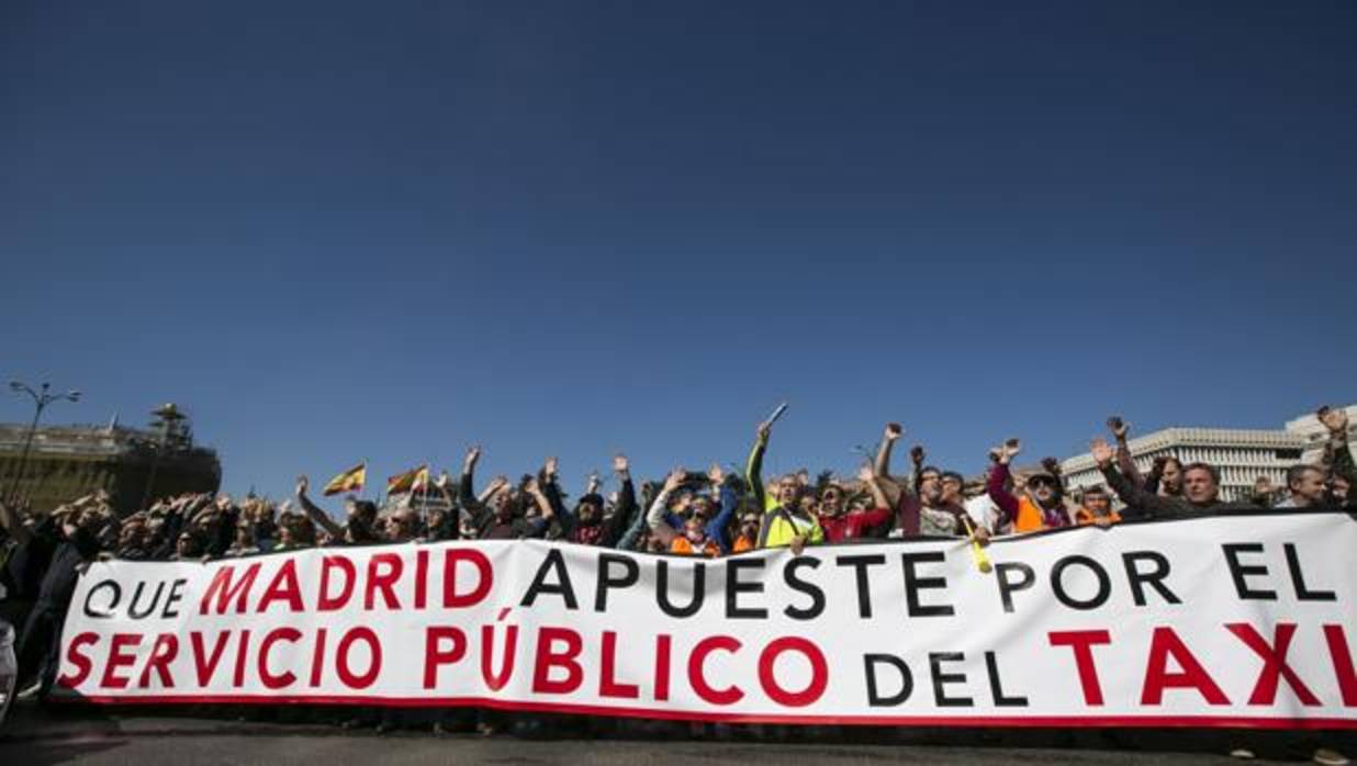 Manifestación de taxistas durante el mes de marzo