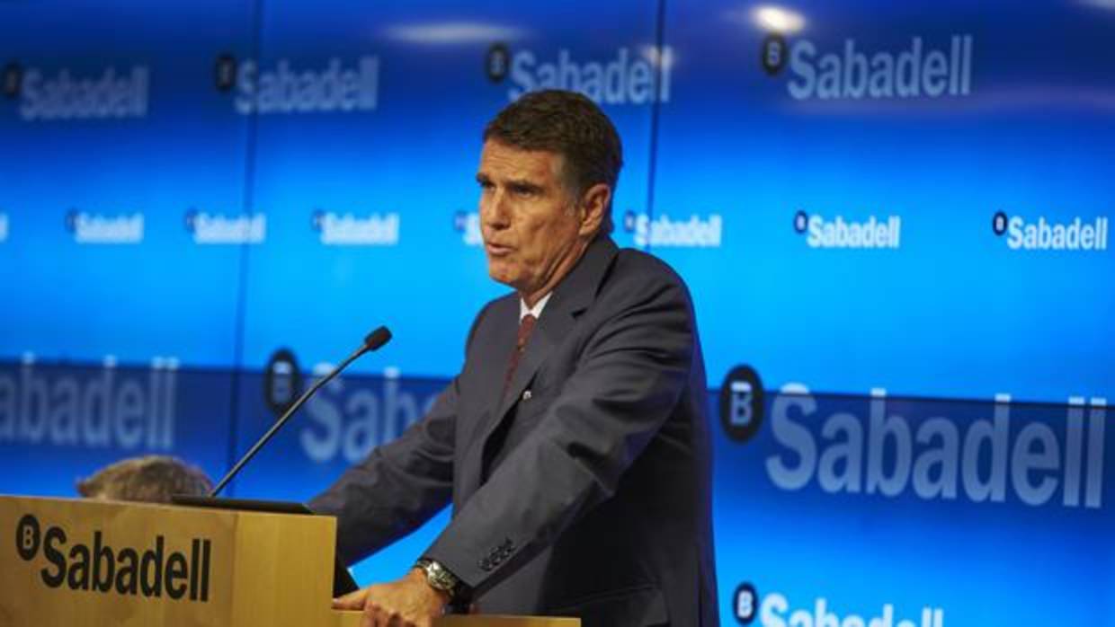 Jaume Guardiola, consejero delegado de Banco Sabadell, en la presentación de resultados