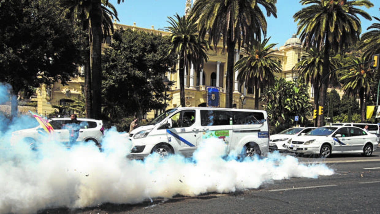 Manifestación de taxistas en Málaga