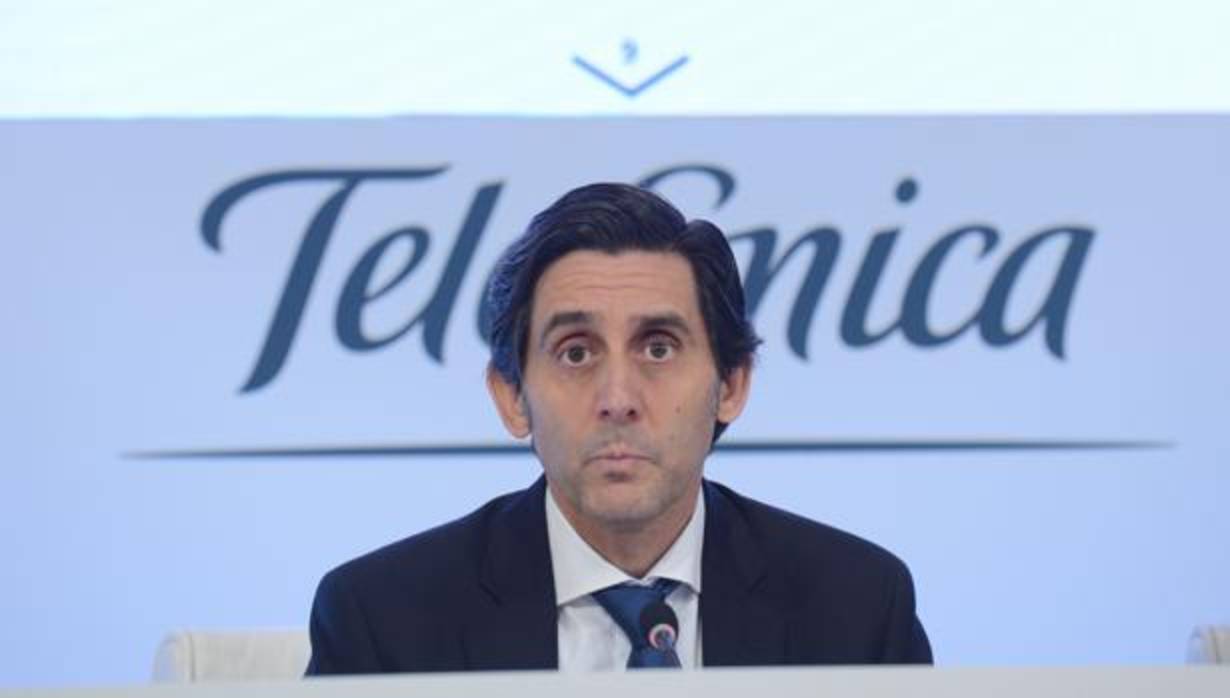 El presidente de Telefónica, José María Álvarez-Pallete, durante la presentación de resultados anuales de la empresa