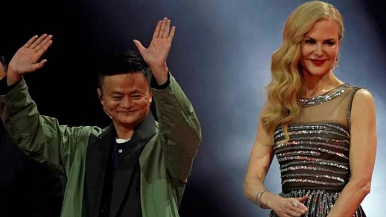 Jack Ma, presidente del grupo Alibaba, y la actriz Nicole Kidman, al comienzo del Día del Soltero