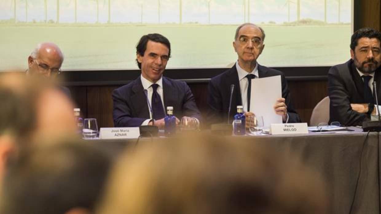 Javier Zarzalejos, José María Aznar, Pedro Mielgo y Miguel Marín, esta mañana