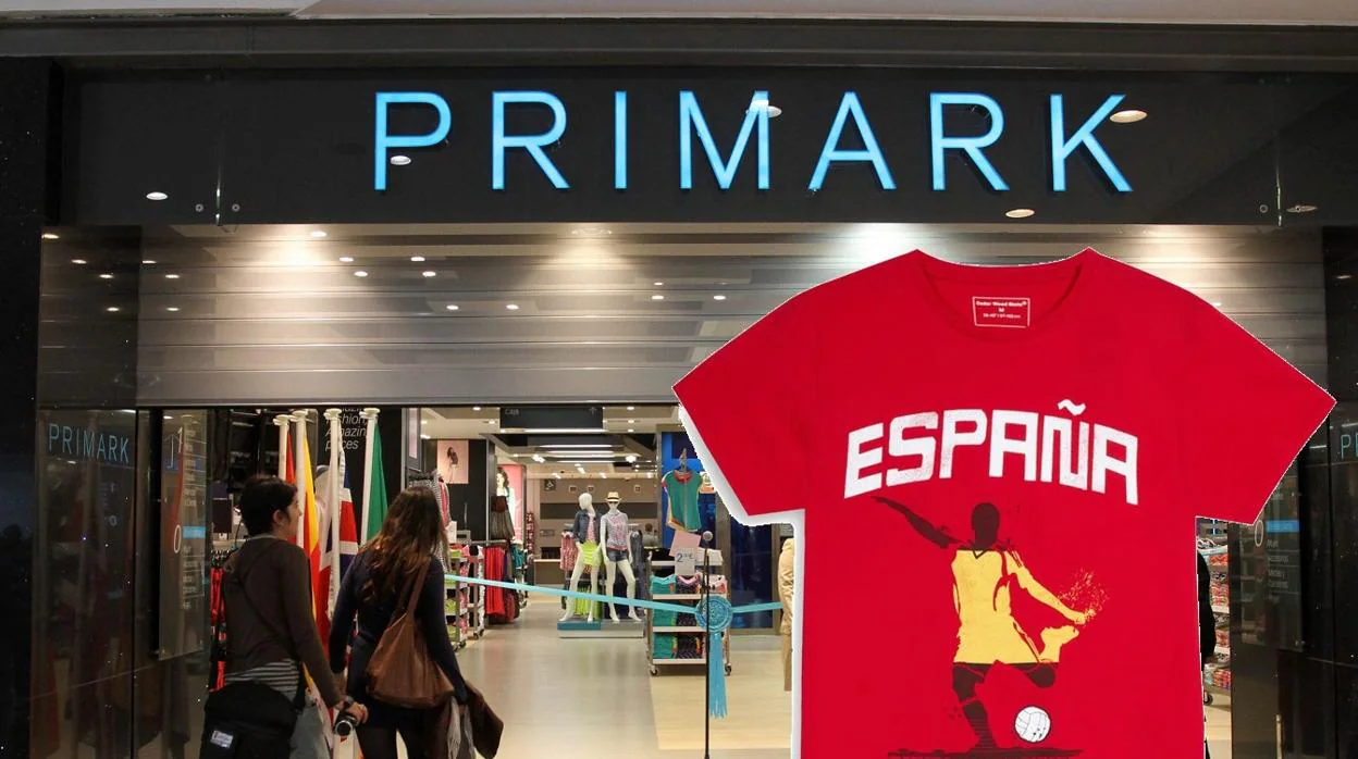 Una tienda Primark y una camiseta de España vendida por la marca