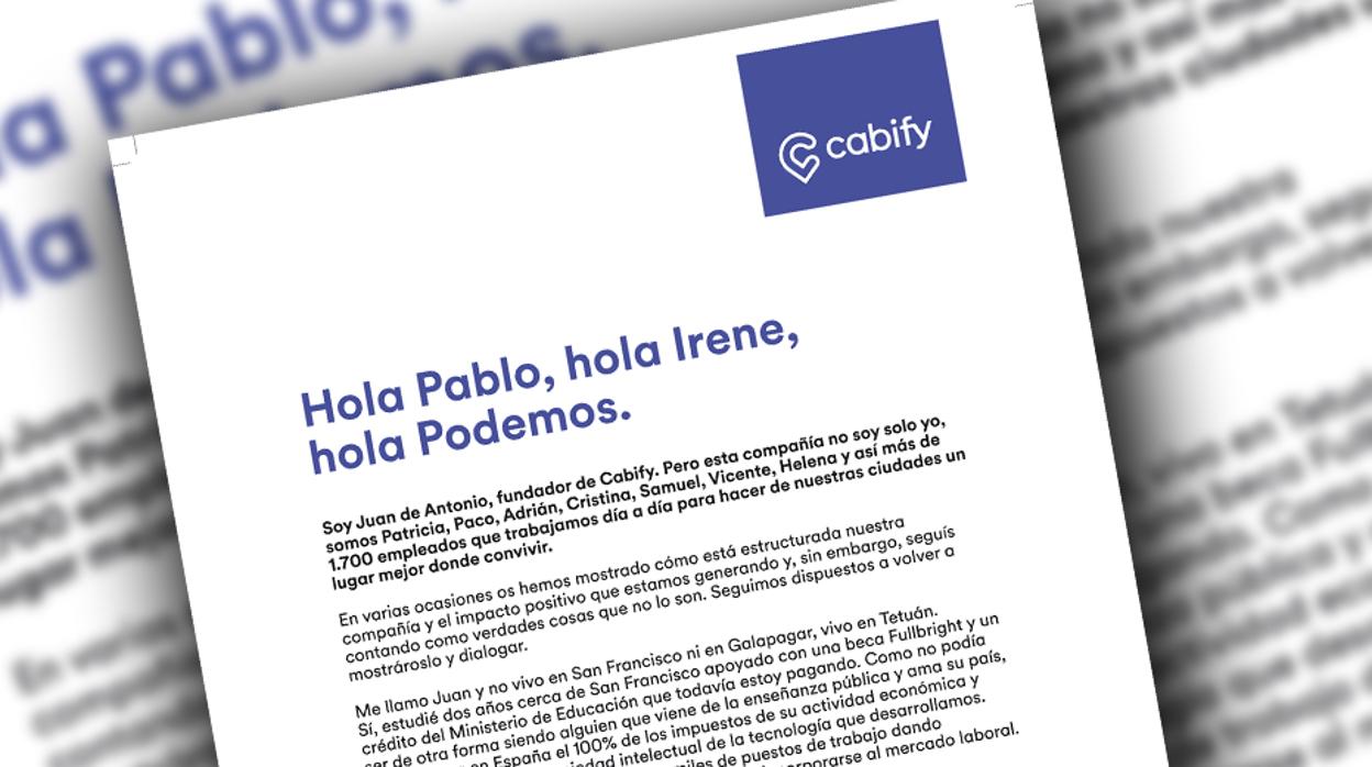 La misiva del fundador de Cabify llega tras el fracaso del acto de conciliación convocado para este viernes