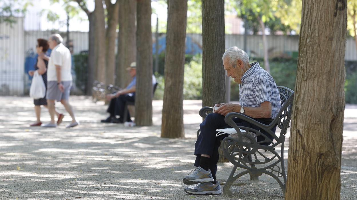 Jubilados sentados en un parque