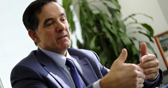 Ángel Martínez-Aldama, presidente de Inverco, durante la entrevista con ABC