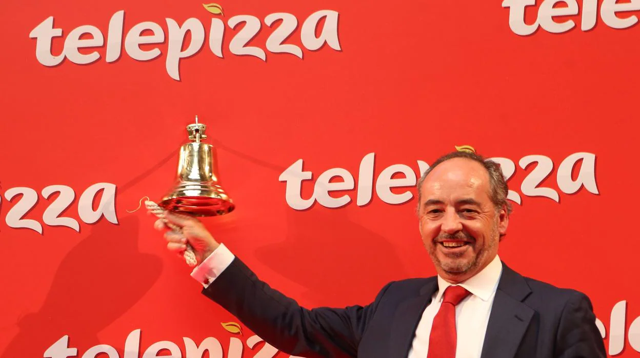 El presidente de Telepizza, Pablo Juantegui, durante la salida a Bolsa de la cadena, en 2016