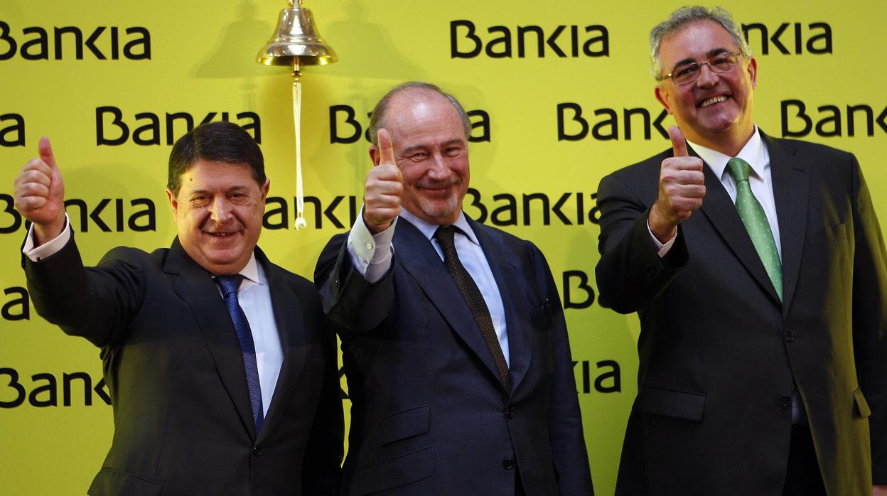 Rodrigo Rato, en la salida a bolsa de Bankia, en 2011