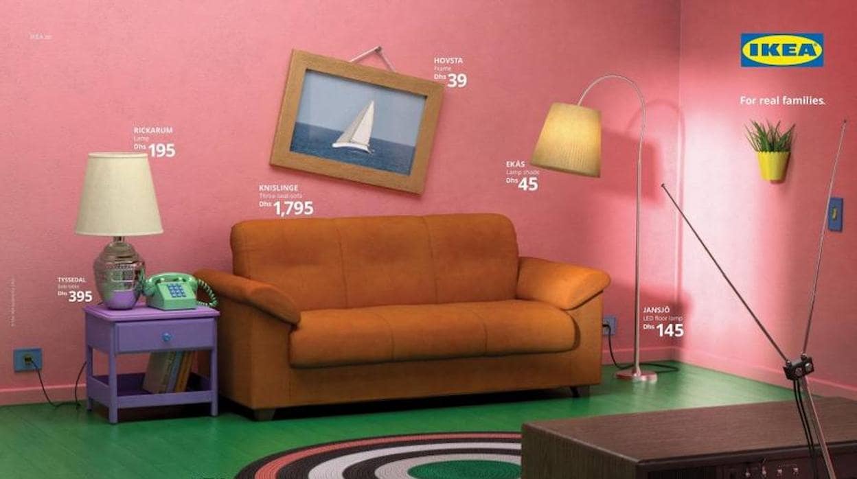 Imagen del salón de «Los Simpson» con muebles de la marca sueca
