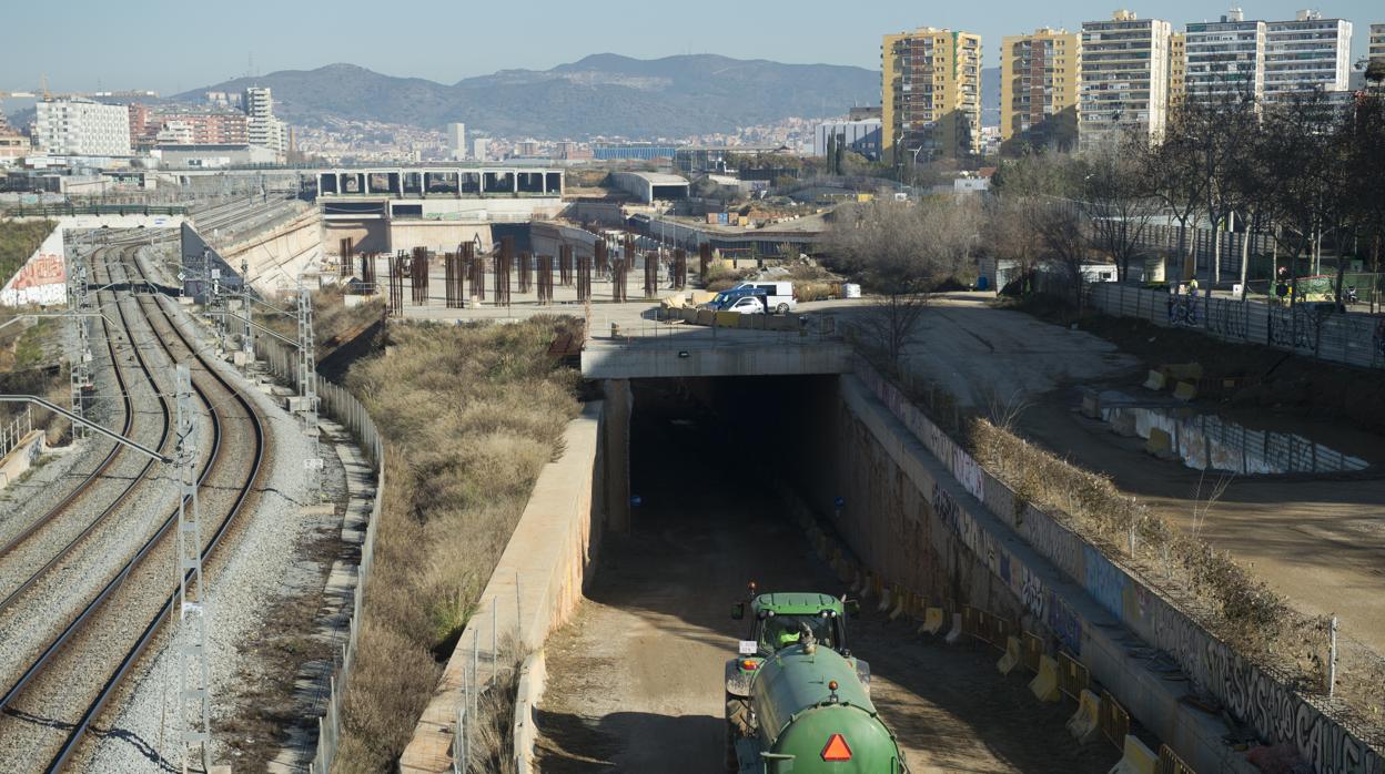 Obras del AVE en La Sagrera, en Barcelona