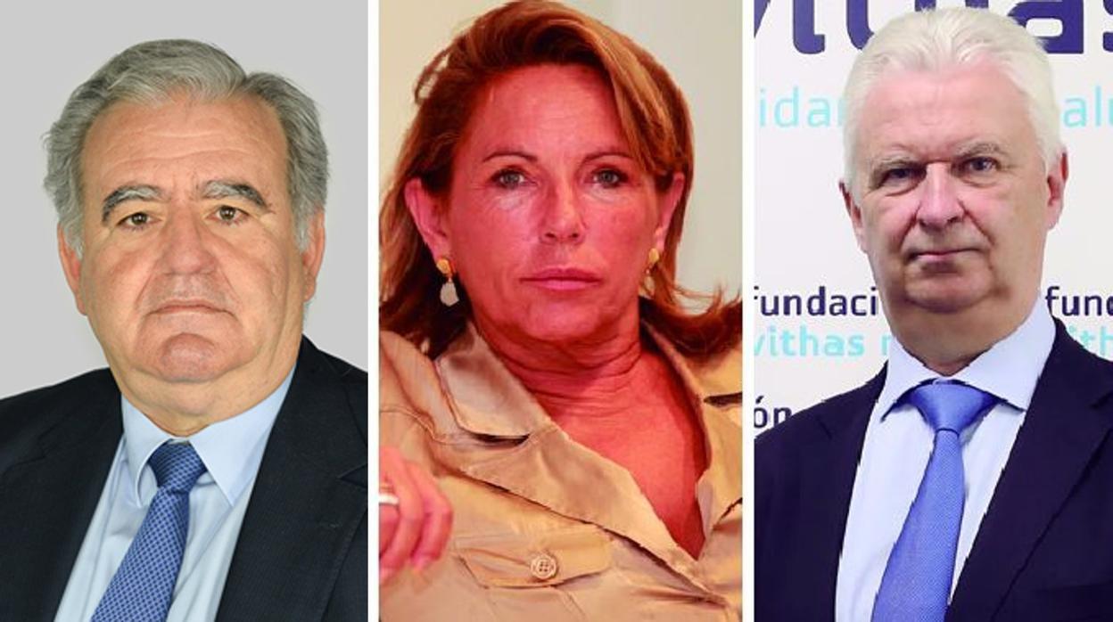 Los directivos de grupos hospitalarios privados Benito García-Legaz (HLA/Asisa), Pilar Serrano (Quirónsalud) y José Luis Pardo (Vithas)