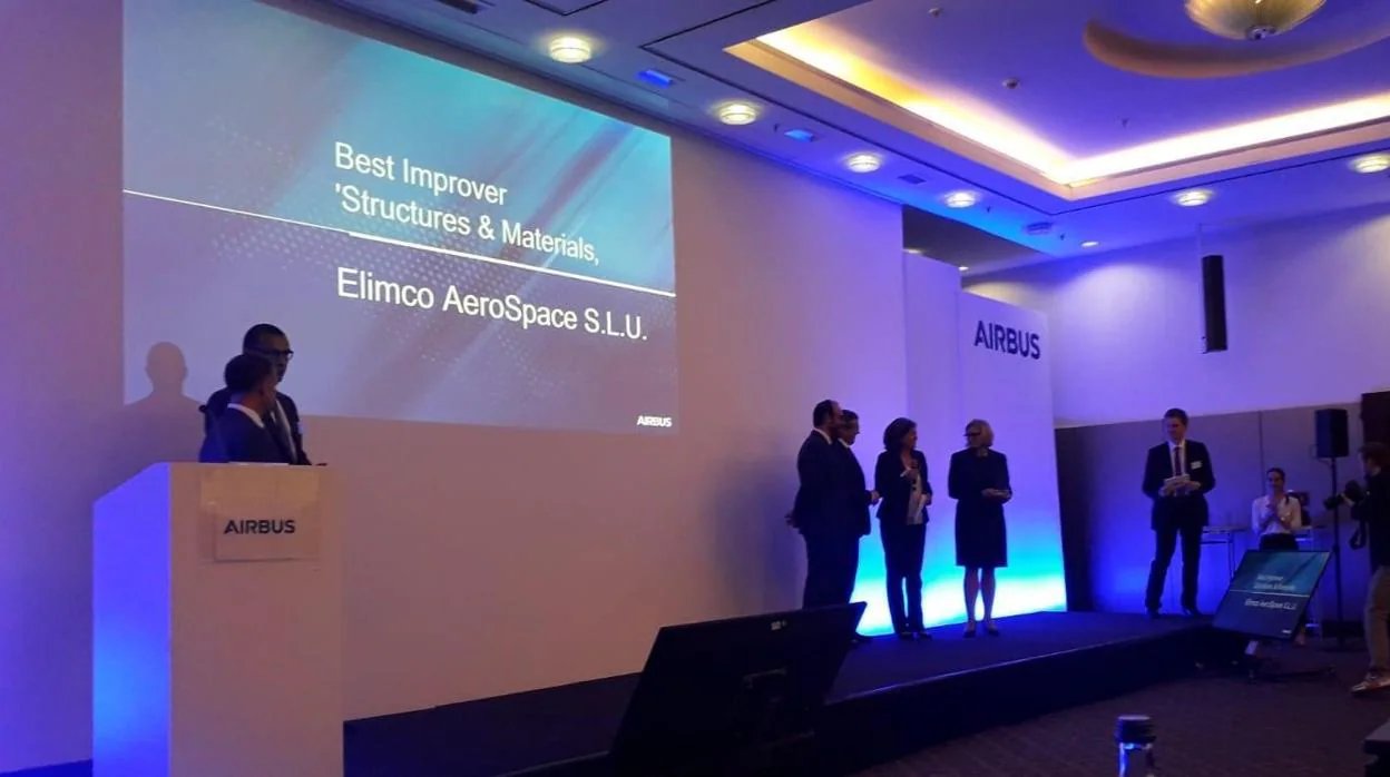 Acto de entrega del Premio Airbus «European Best Improver» a Elimco Aerospace